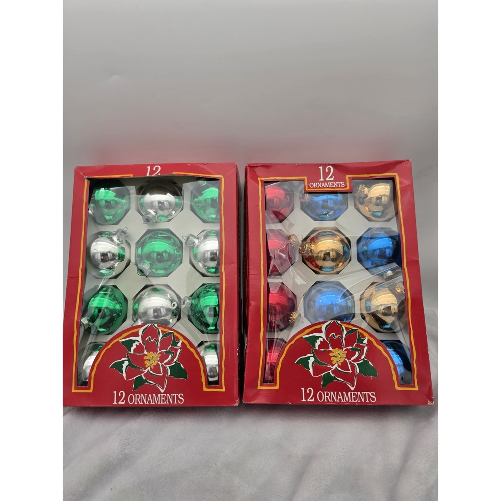Rauch Industries Multi Colored Glass Christmas Holiday Ornaments Lot of 2